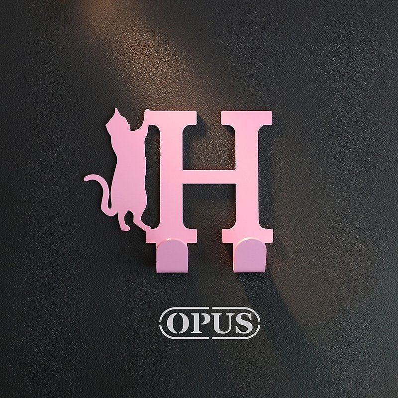 【OPUS东齐金工】当猫咪遇上字母H - 挂勾(粉红)/壁饰挂勾 - 墙贴/壁贴 - 其他金属 粉红色