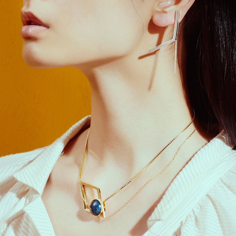 蓝磷灰石磁扣项链 Marco Necklace - 项链 - 其他金属 金色