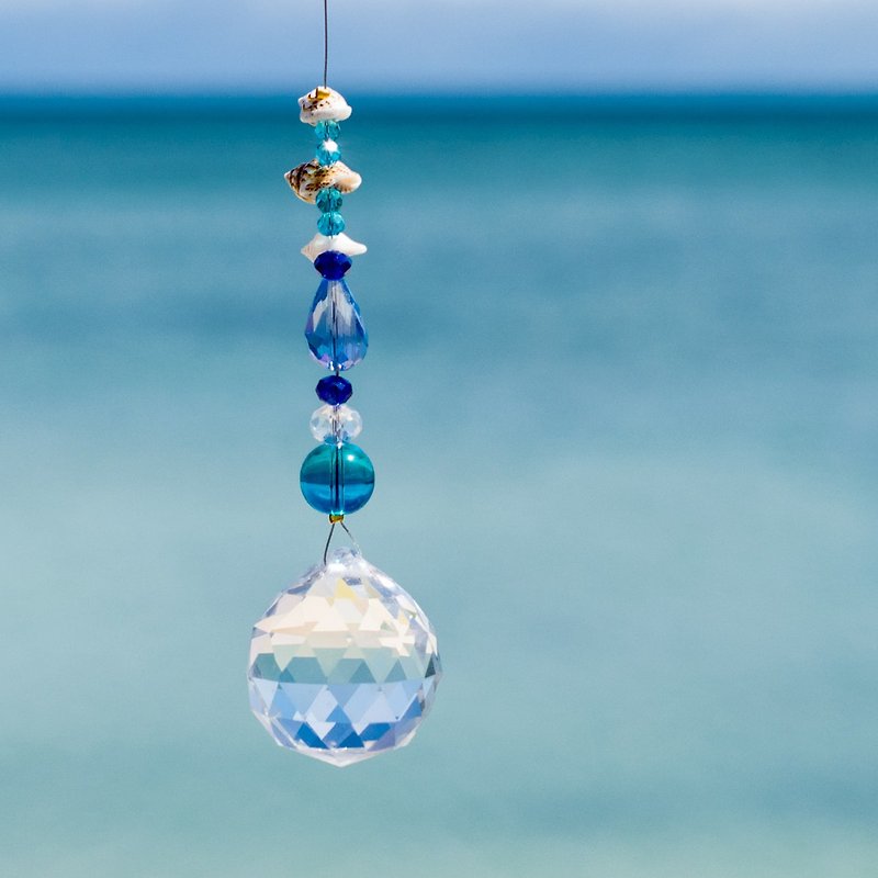 サンキャッチャー 海 30mm ブルー 青 風水 幸福を呼ぶインテリア クリスタルガラス 沖縄 - 摆饰 - 玻璃 蓝色
