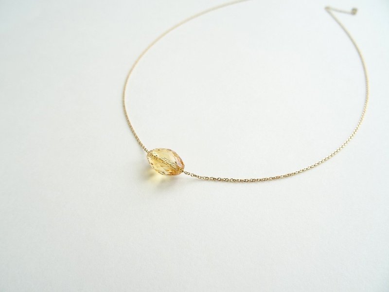 轻珠宝 - 天然宝石级黄水晶日本18K金可拆式可调整裸感项链 - 项链 - 宝石 金色