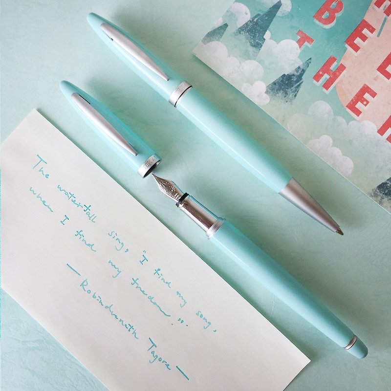 ARTEX life开心钢笔+原子笔 双笔豪华组-苏打冰沙 - 钢笔 - 铜/黄铜 蓝色
