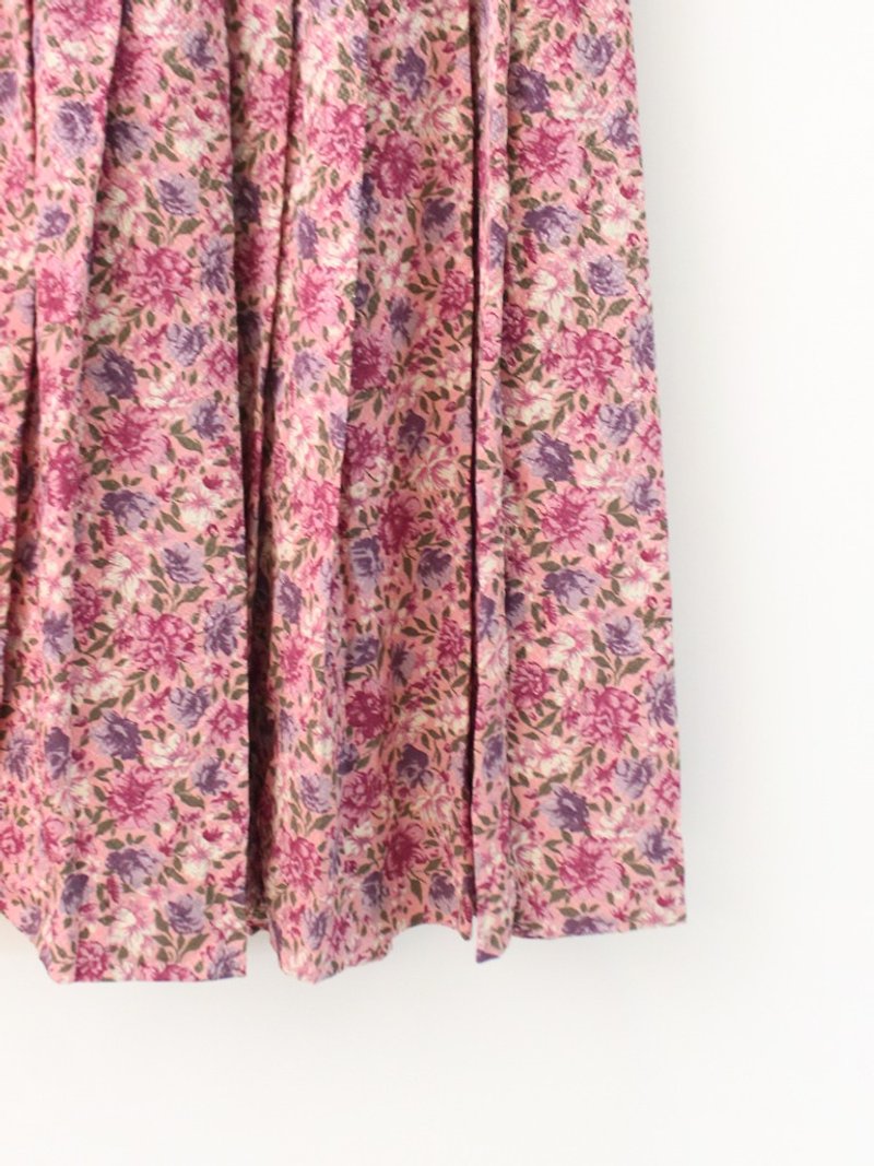 复古夏日田园风碎花粉色古着长裙 Vintage Skirt - 裙子 - 聚酯纤维 粉红色