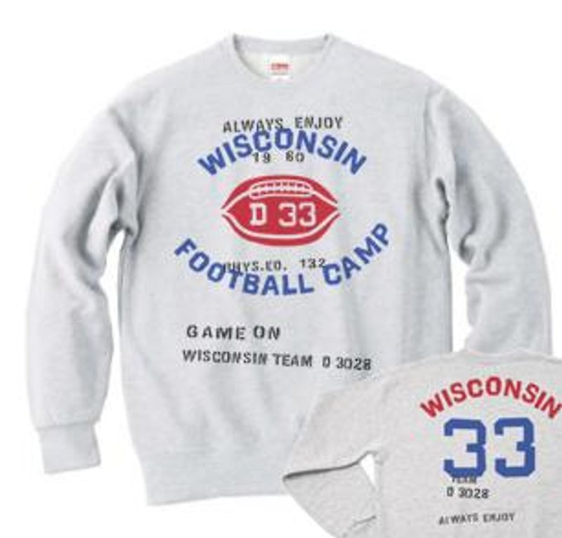 フットボール×ミリタリー トレーナー【受注生産品】 - 男装上衣/T 恤 - 棉．麻 灰色