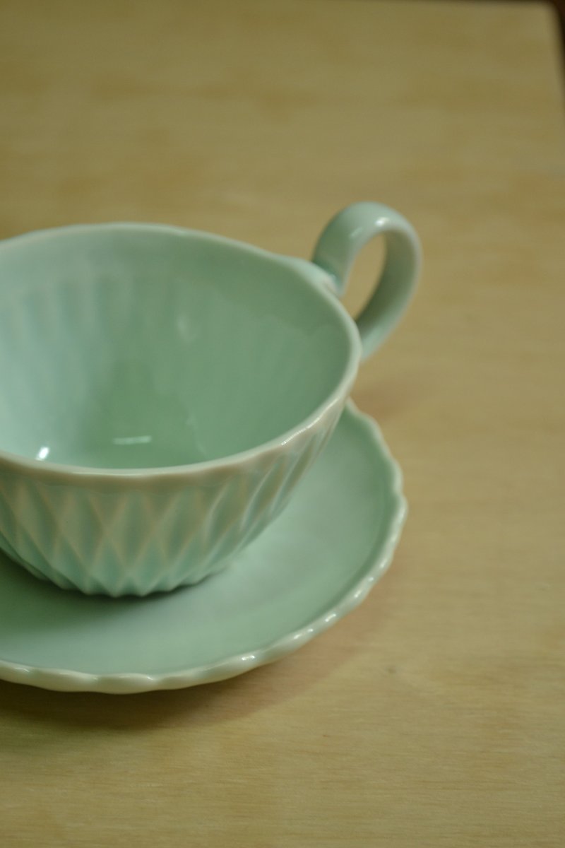 天青切子咖啡杯盘(一杯一盘) - 咖啡杯/马克杯 - 瓷 透明