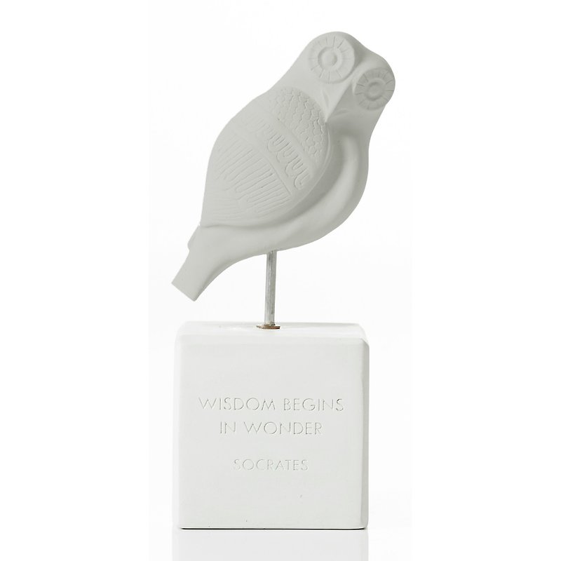 古希腊 猫头鹰摆饰 Wisdom Owl (冷灰) - 手工陶制雕像 - 摆饰 - 陶 灰色