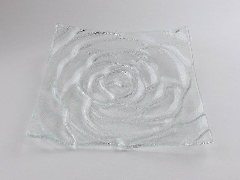 Kew 玫瑰玻璃盘方20x20cm-95015 - 浅碟/小碟子 - 玻璃 
