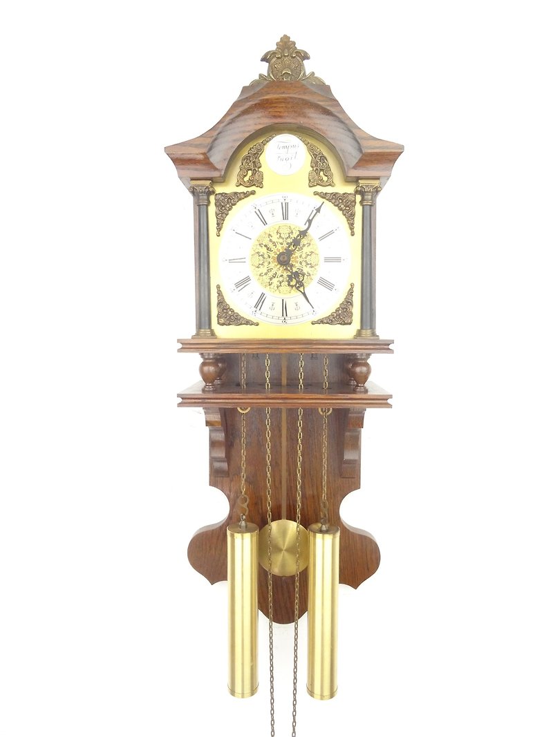 古董复古荷兰挂钟 8 天（Warmink Wuba Junghans 时代） - 时钟/闹钟 - 木头 咖啡色