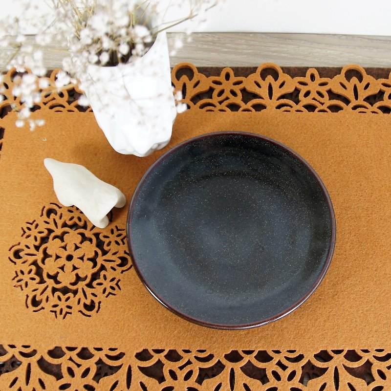 乌金黑釉陶盘,餐盘,菜盘,水果盘,点心盘-直径约15.5厘米 - 浅碟/小碟子 - 陶 黑色