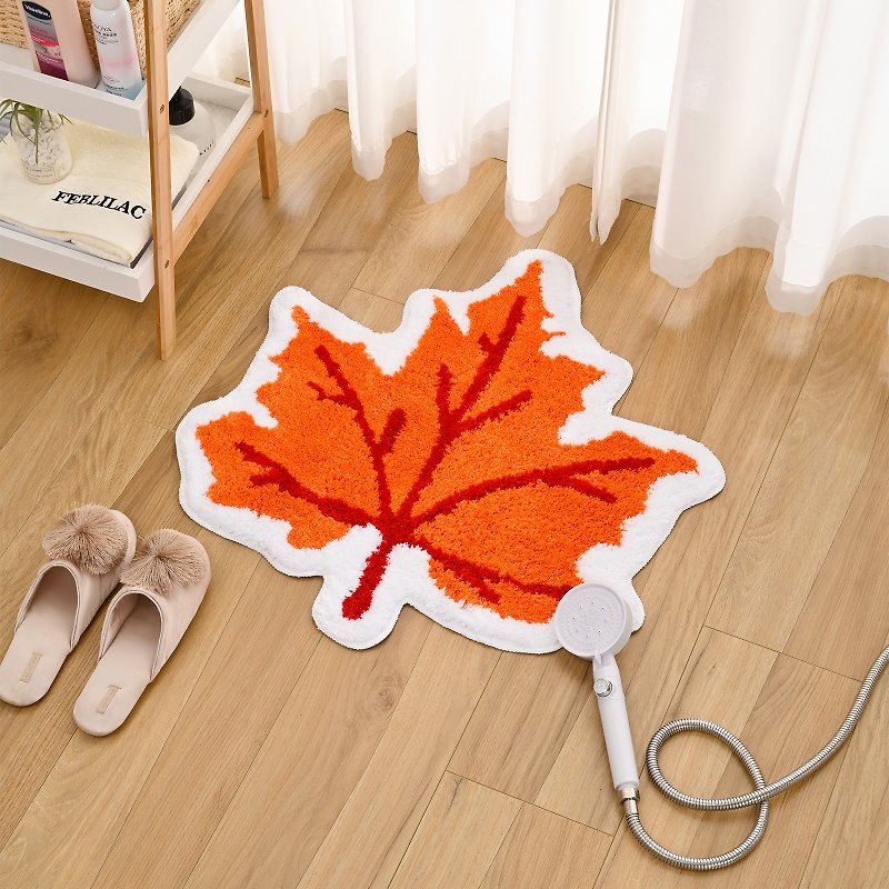 枫叶簇绒浴室地垫有趣的叶子吸水脚垫防滑浴垫居家装饰礼物 - 地垫/地毯 - 聚酯纤维 多色