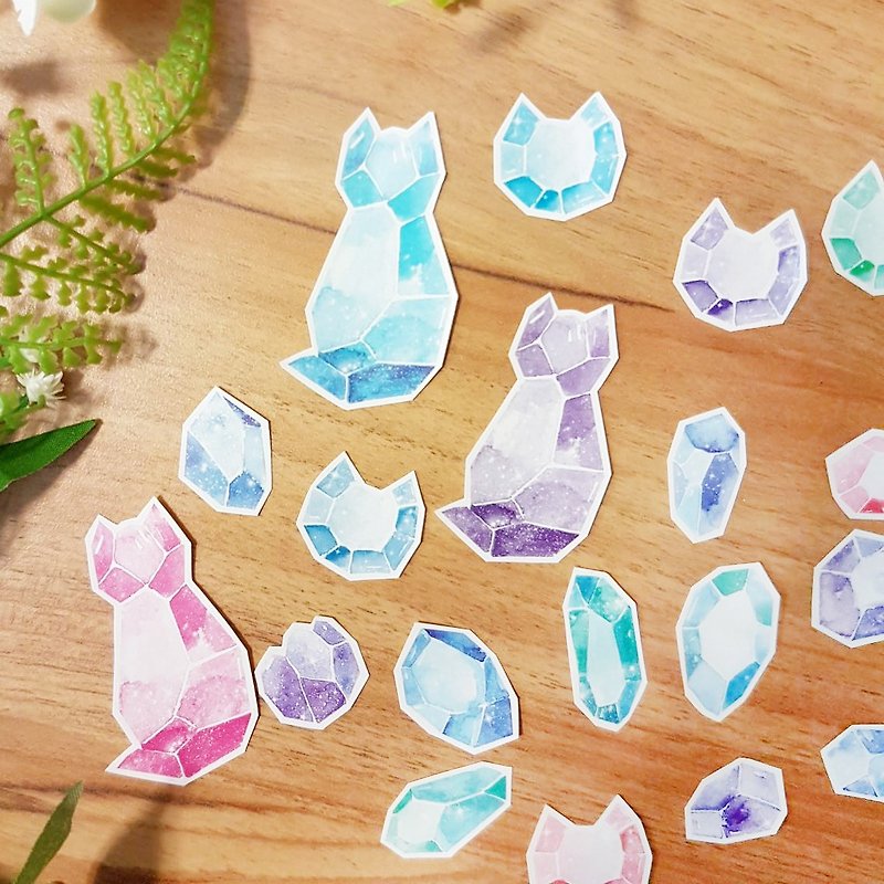 猫咪水晶贴纸 - 贴纸 - 纸 蓝色