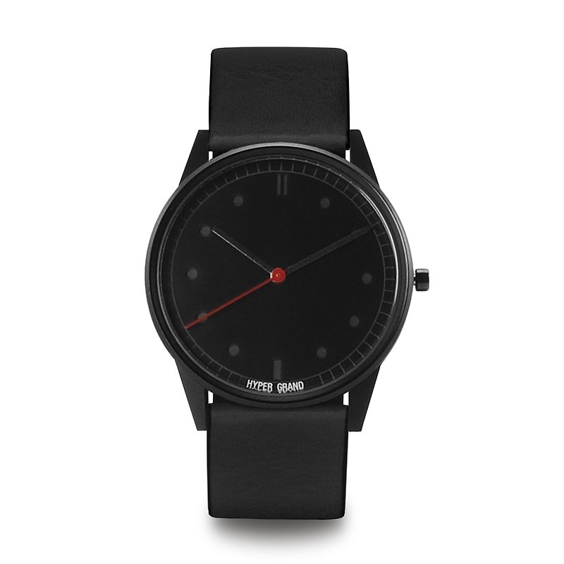 HYPERGRAND - 01基本款系列 - 黑表盘黑皮革 手表 - 男表/中性表 - 其他材质 黑色