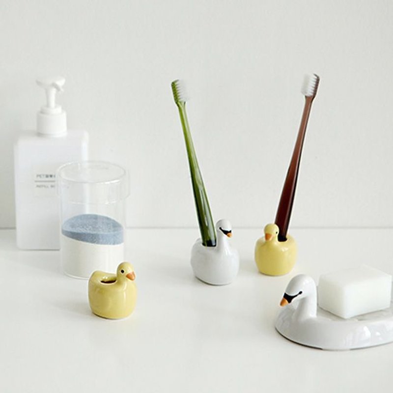 Dailylike 造型陶瓷牙刷架-01黄色小鸭,E2D49023 - 花瓶/陶器 - 瓷 黄色