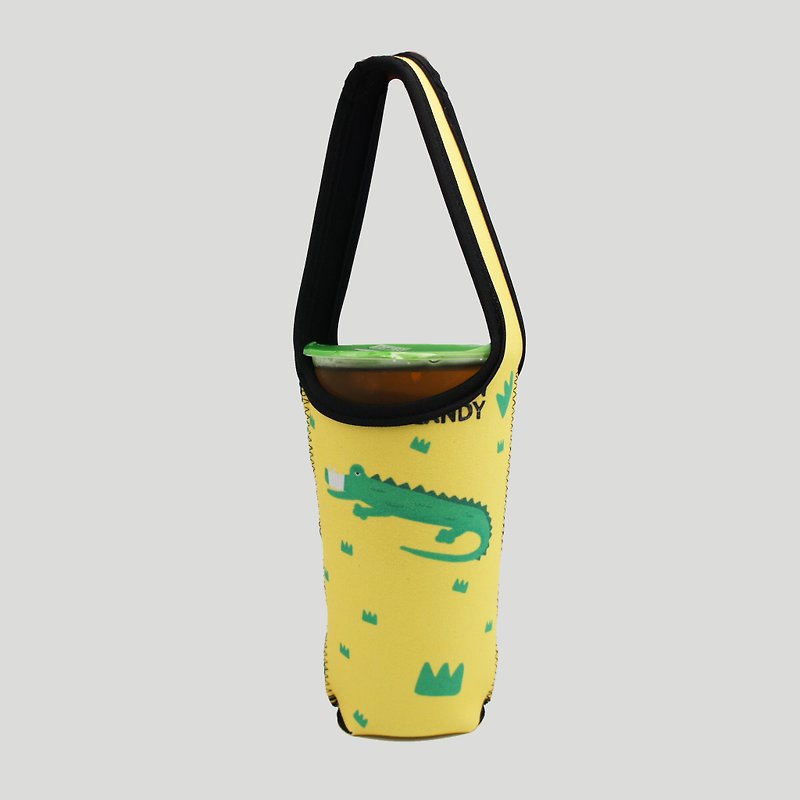 BLR 环保饮料提带 BrainCandy 联名款 Ti 06 鳄鱼与猫 - 随行杯提袋/水壶袋 - 聚酯纤维 黄色