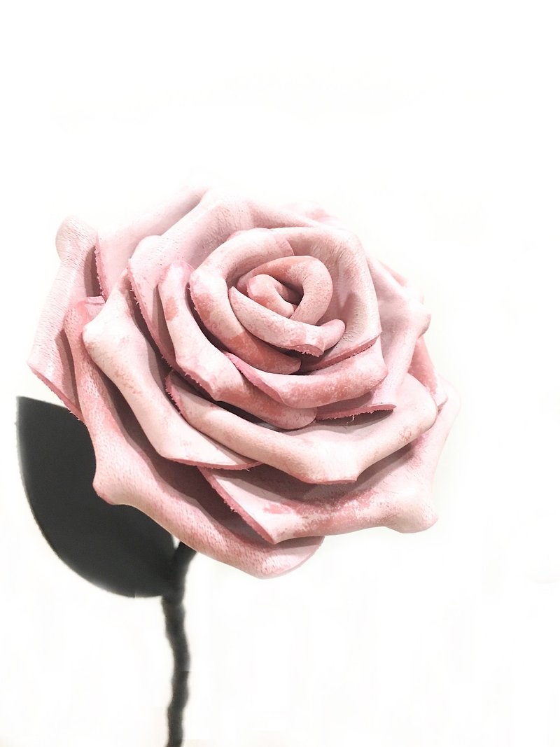 霜降粉红皮革玫瑰【花】 - 摆饰 - 真皮 粉红色