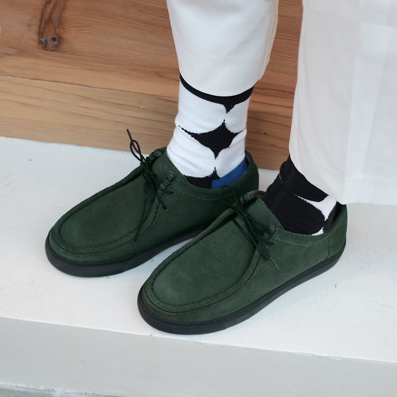 日常防水! 外缝线软皮革袋鼠鞋 绿 MIT 全真皮-海松(预购) - 女款休闲鞋 - 真皮 绿色
