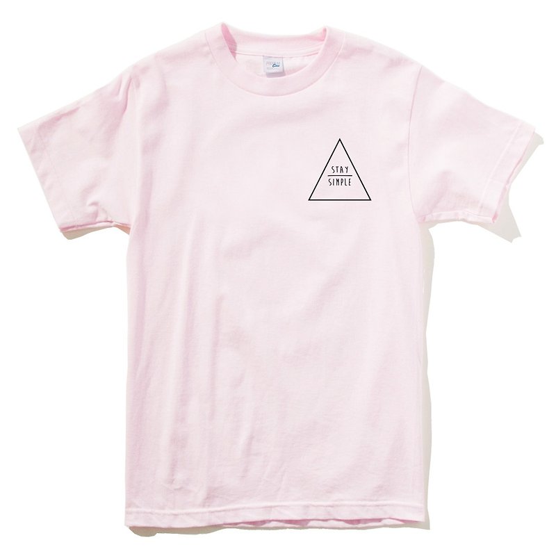 左胸 STAY SIMPLE Triangle 短袖T恤 浅粉色 保持简单三角型 几何 - 女装 T 恤 - 棉．麻 粉红色