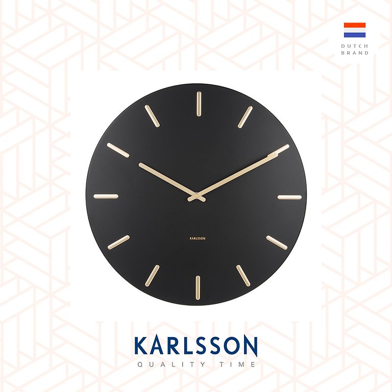 荷兰Karlsson Wall clock 45cm Charm black 黑色配金色刻度挂钟 - 时钟/闹钟 - 其他金属 黑色