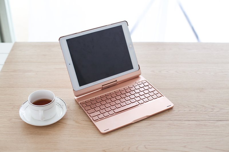 F8S 铝合金 iPad 旋转键盘保护 (仓颉/注音版) 17/18年 9.7寸适用 - 平板/电脑保护壳 - 铝合金 粉红色