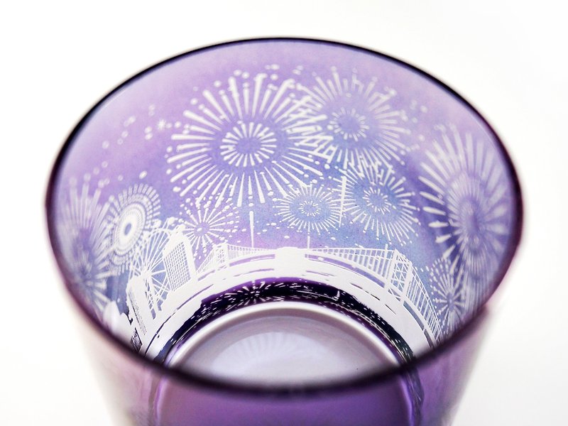 花火と星の降る街【紫苑】 - 茶具/茶杯 - 玻璃 紫色
