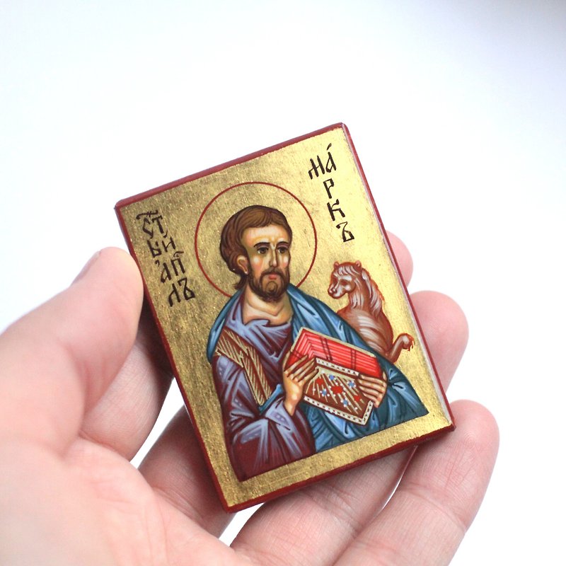 hand painted orthodox wood icon Saint Apostle Mark Evangelist - 其他 - 木头 金色
