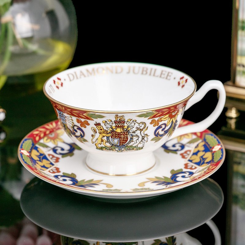 英国制Royal Worcester皇家盛典2012女王细致骨瓷咖啡杯茶杯盘组 - 咖啡杯/马克杯 - 瓷 