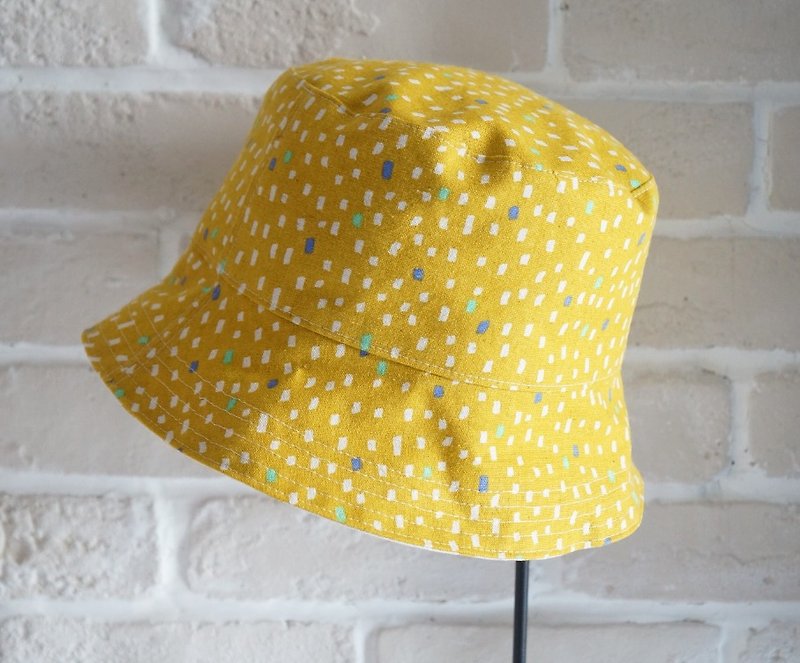 【布作】双面渔夫帽 - 帽子 - 棉．麻 黄色