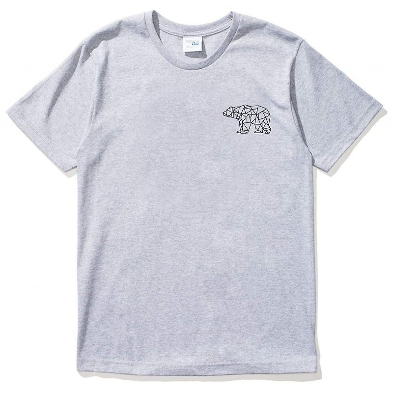 左胸 Bear Geometric 短袖T恤 灰色 几何 熊 礼物 文青 情人 - 男装上衣/T 恤 - 棉．麻 灰色