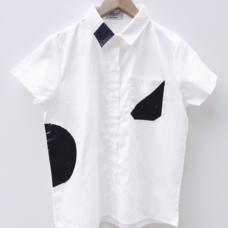 Black Angle Shirt :  handmade painting - 女装上衣 - 其他材质 白色