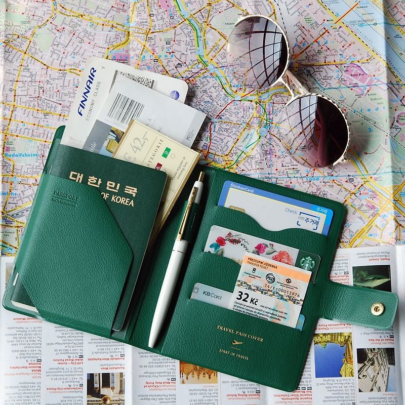 PLEPIC-旅程启航皮革护照套-森林绿,PPC93020 - 护照夹/护照套 - 人造皮革 绿色