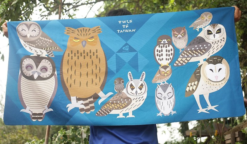 台湾猫头鹰浴巾 - 毛巾浴巾 - 聚酯纤维 蓝色