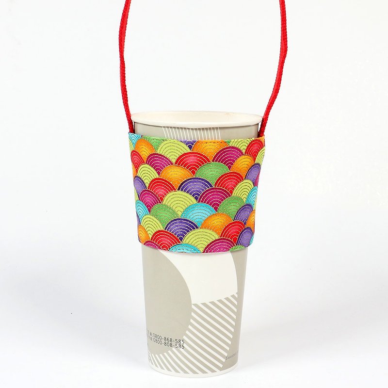 饮料杯套 环保杯套 提袋-  彩虹 青海波 - 随行杯提袋/水壶袋 - 棉．麻 多色