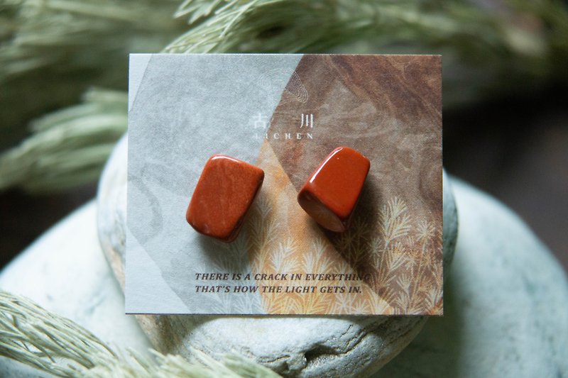 CRACK | 矿物系耳环 |  EARRINGS - 耳环/耳夹 - 玉石 红色