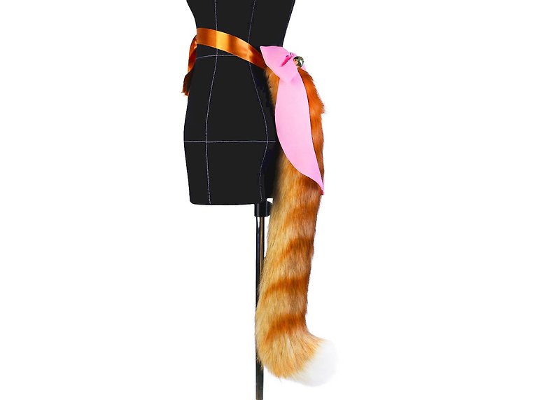 Orange Tabby Kitten Tail Faux Fur Tail - 其他 - 其他人造纤维 橘色