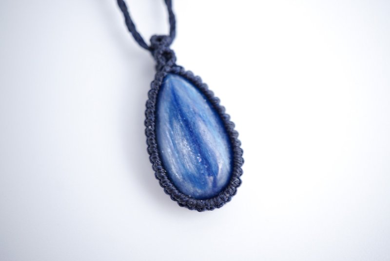 蓝晶石 蜡线编织颈绳 - 项链 - 宝石 蓝色