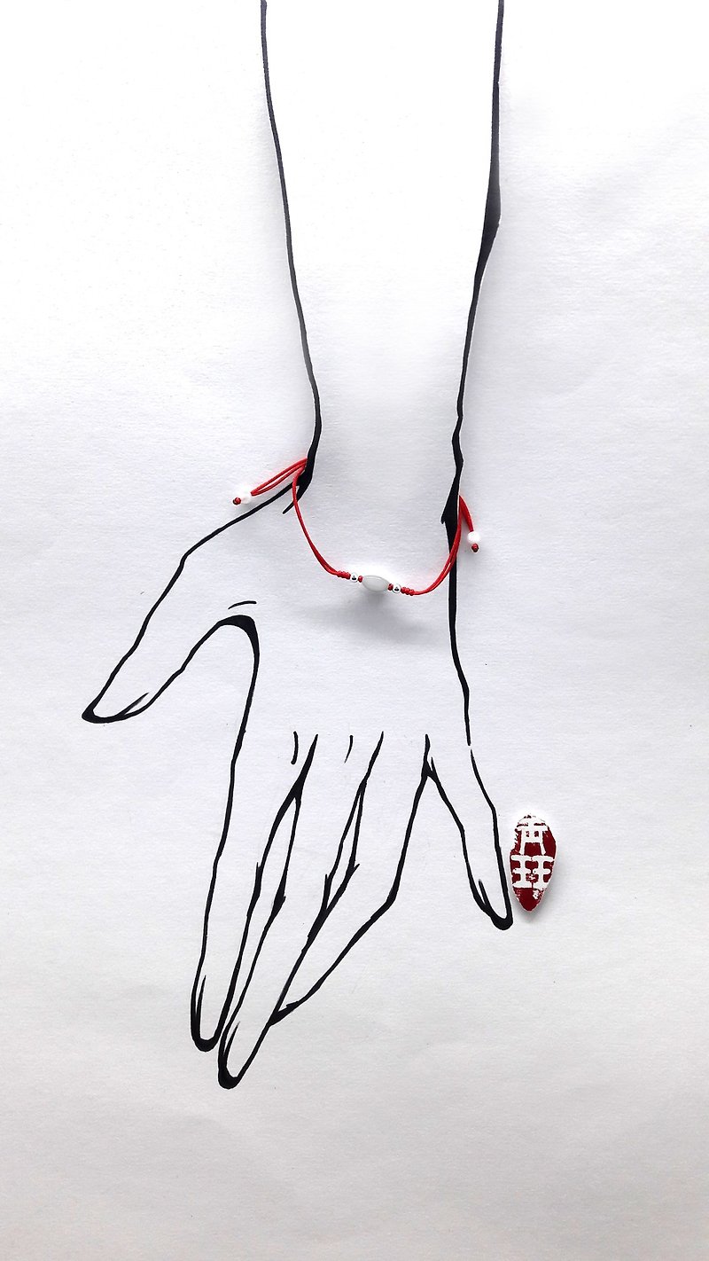 系红之愿－天然玉石 中国结 设计手链 - 手链/手环 - 宝石 红色