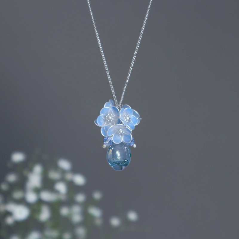 ネモフィラ香る花瓶アロマネックレス - 项链 - 其他材质 蓝色