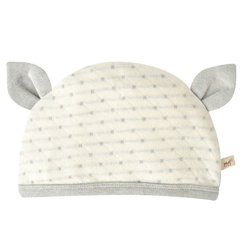 【SISSO有机棉】小鹿灰米二重织婴儿帽(点点) - 婴儿帽/发带 - 棉．麻 灰色