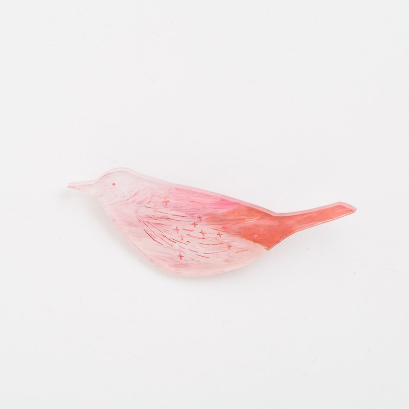 絵のブローチ【鳥】 - 胸针 - 压克力 粉红色