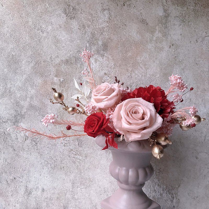| 永生花礼 | 粉恋玫瑰  浪漫古典桌花 - 干燥花/捧花 - 植物．花 粉红色