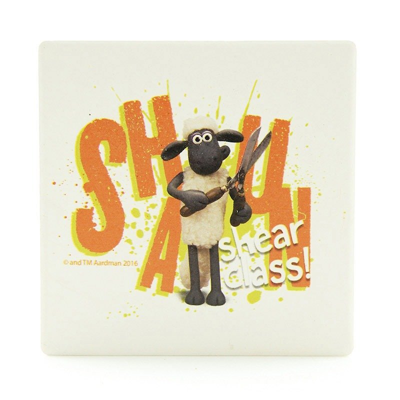 笑笑羊正版授权(Shaun The Sheep)-吸水杯垫：【Shear Class】 (圆/方),EB1AI05 - 杯垫 - 陶 橘色