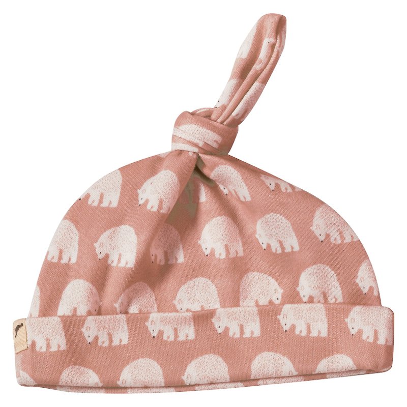 100%有机棉 北极熊婴儿啾啾帽 英国生产制造 - 满月礼盒 - 棉．麻 粉红色