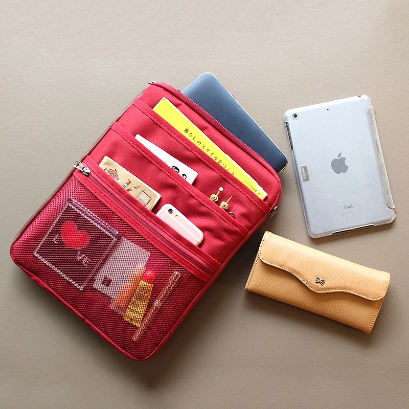 多夹层好用袋(13.5'' Laptop OK)-红色_100443-20 - 电脑包 - 防水材质 红色