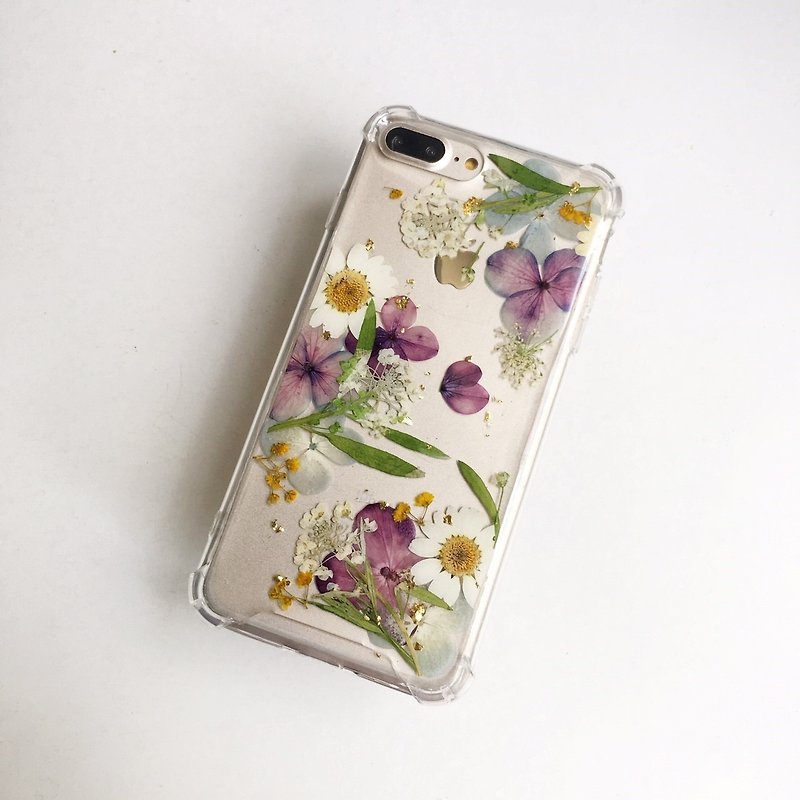 轨迹:: 金箔干燥花手机壳 - 手机壳/手机套 - 植物．花 紫色