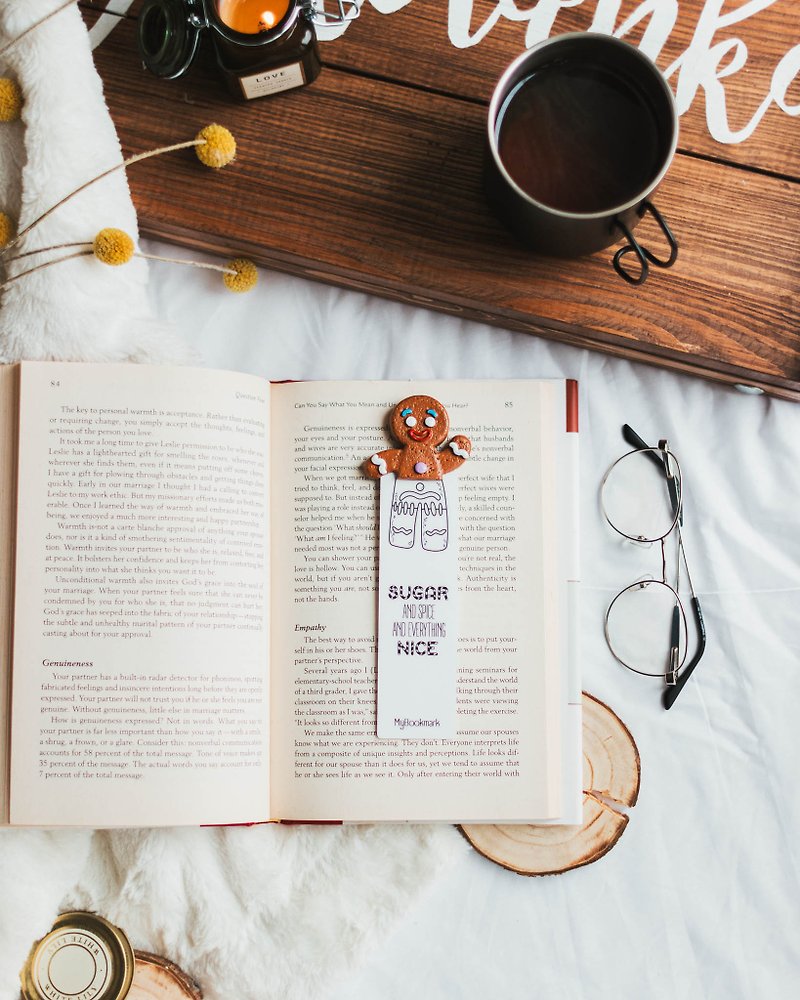 Gingerbread Man Head Bookmark Librarian Reader Gift Bookish Bookworm Gift - 书签 - 粘土 多色