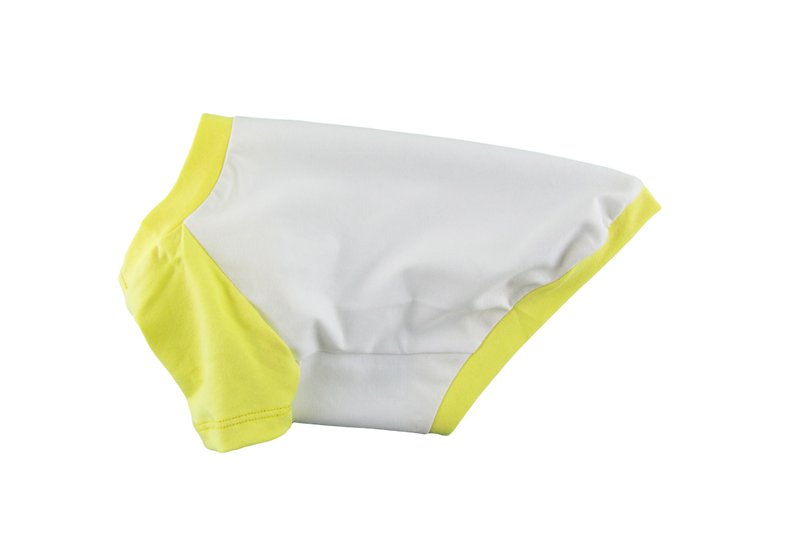 Yellow Contrasting Raglan Sleeves 95Cotton/5Spandex Jersey Dog Tee, Dog Apparel - 衣/帽 - 棉．麻 黄色