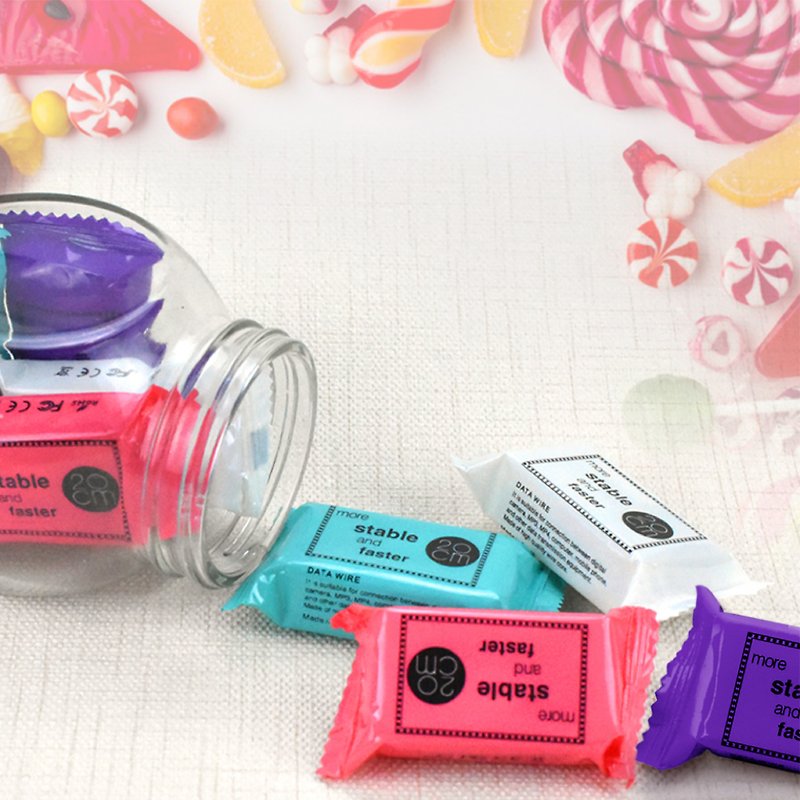 甜心糖果造型-Candy Cable (iOS/ Type-C/ Micro USB) - 充电宝/传输线 - 其他人造纤维 多色