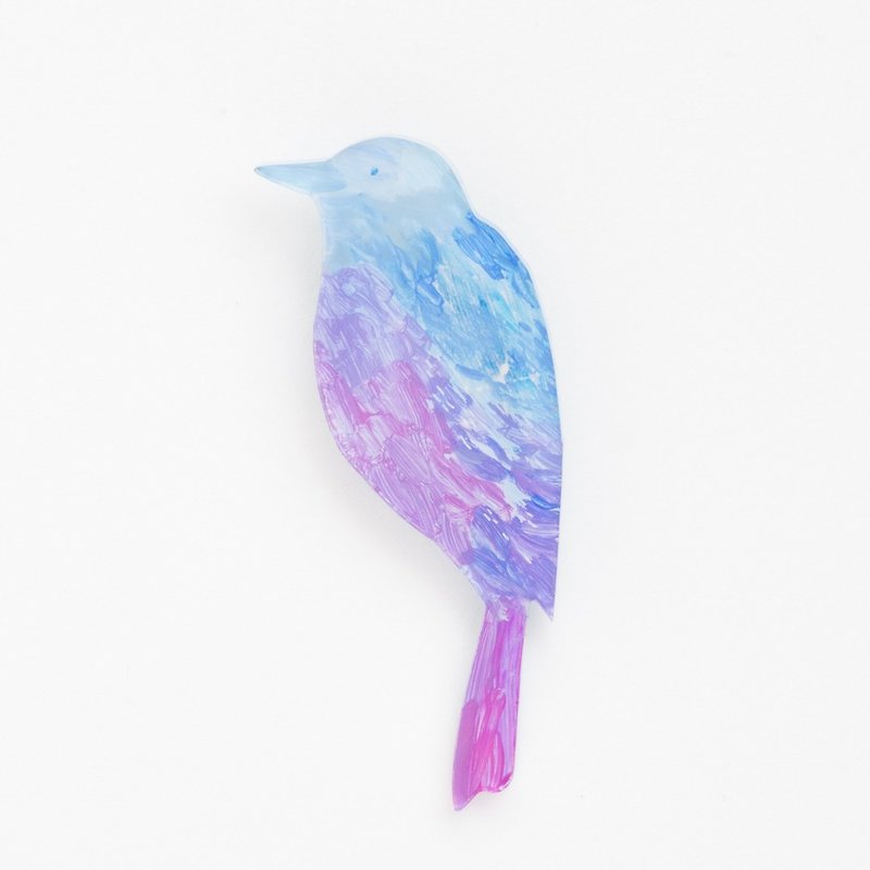 絵のブローチ【鳥】 - 胸针 - 压克力 紫色