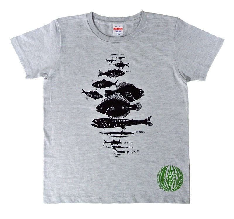 水深別お魚Tシャツ　レディース - 女装 T 恤 - 棉．麻 灰色