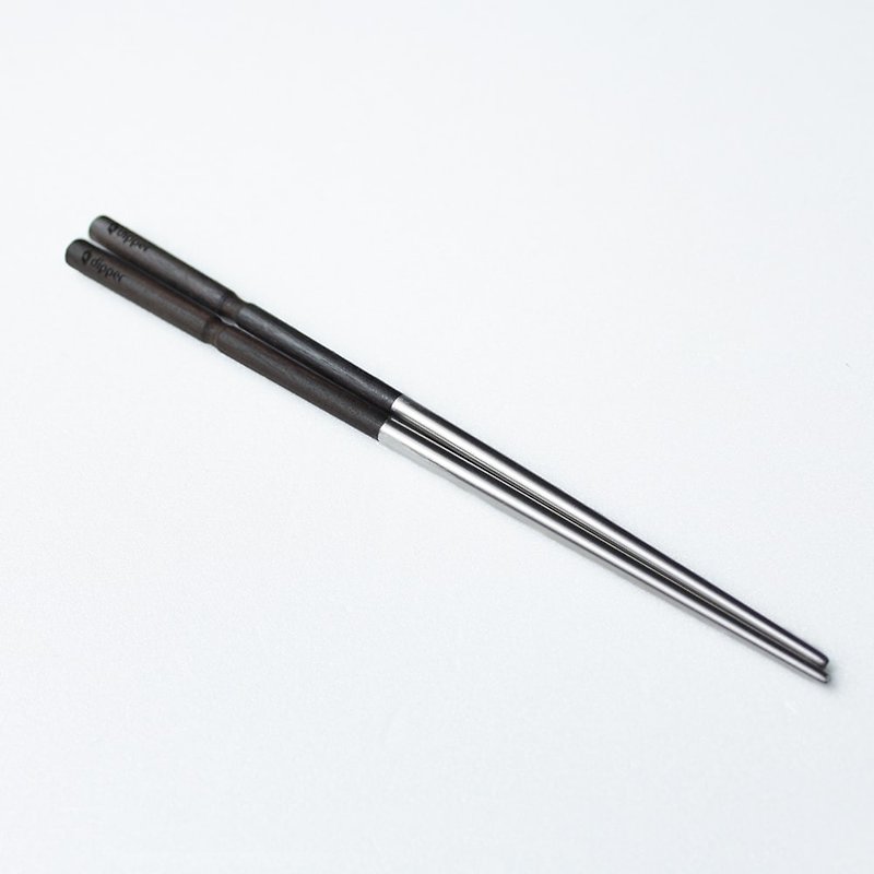dipper 黑檀木不锈钢筷子(一双入) - 筷子/筷架 - 其他金属 银色
