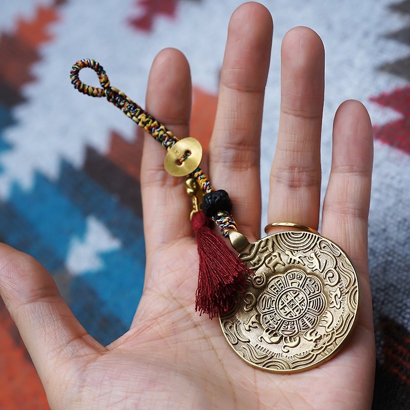 九宫八卦牌 未时VISHI原创设计西藏纯黄铜风水护身钥匙坠车包挂件 - 其他 - 铜/黄铜 